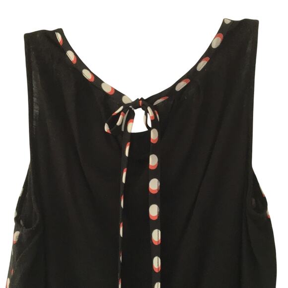 ELLE Flowy Polka Dot Sleeveless Blouse Shell Top Black White Pink Size Small - Picture 6 of 8